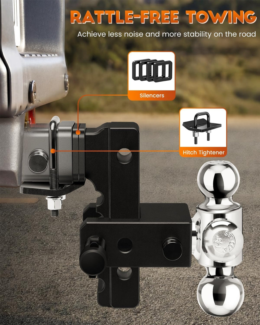 Adjustable Trailer Hitch with 1-7/8" & 2" & 2-5/16" Balls