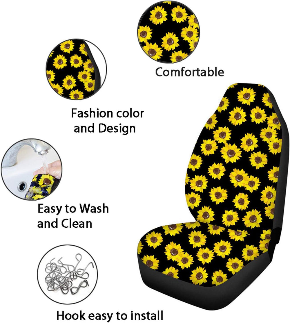 Dreaweet Hawaiian Seat Covers for Cars Blue Hibiscus Flower Print Car Seat Co...