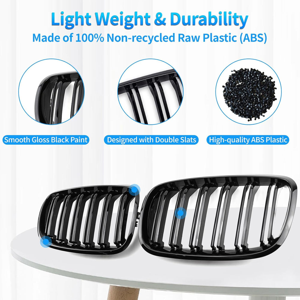 X5 E70 Black Front Kidney Grill Fit for 2007-2014 BMW X5 E70 X6 E71 | Gloss B...