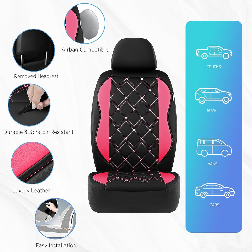 Road Comforts Seat Covers, Premium Leather Car Seat Covers Front Seat for Wom...