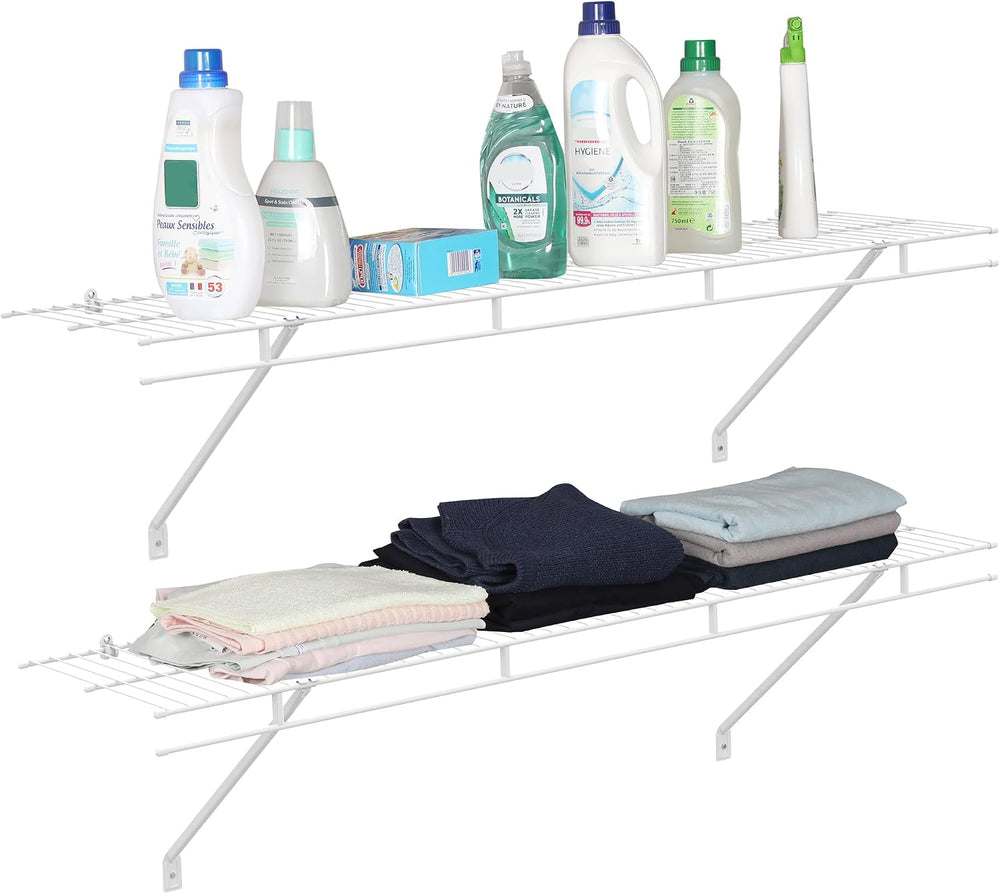 HAUSHOF 4 Pack Closet Shelves Wall Mounted, 4 ft x 12 in Wire Shelf Kit