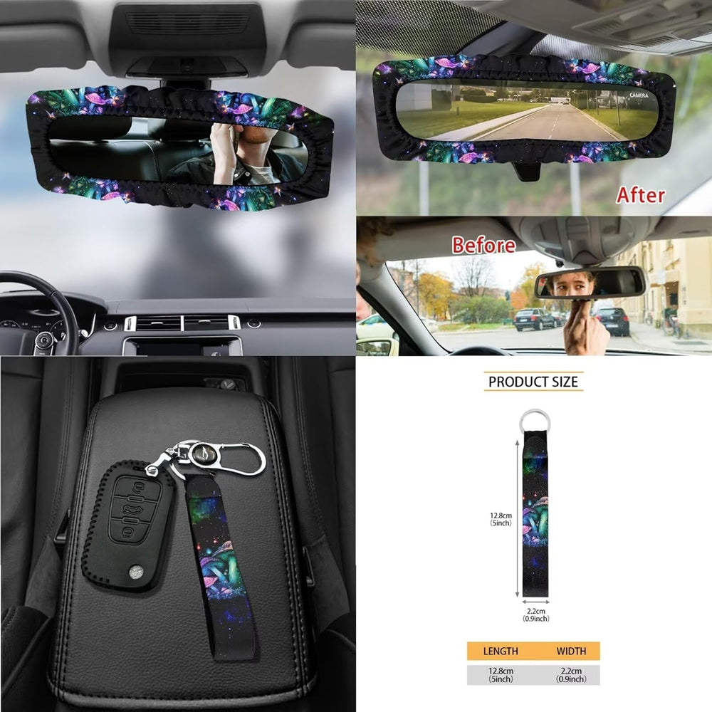 Wanyint Mushroom Galaxy 15 PCS Car Seat Covers Set for Men Women, Soft Seat P...