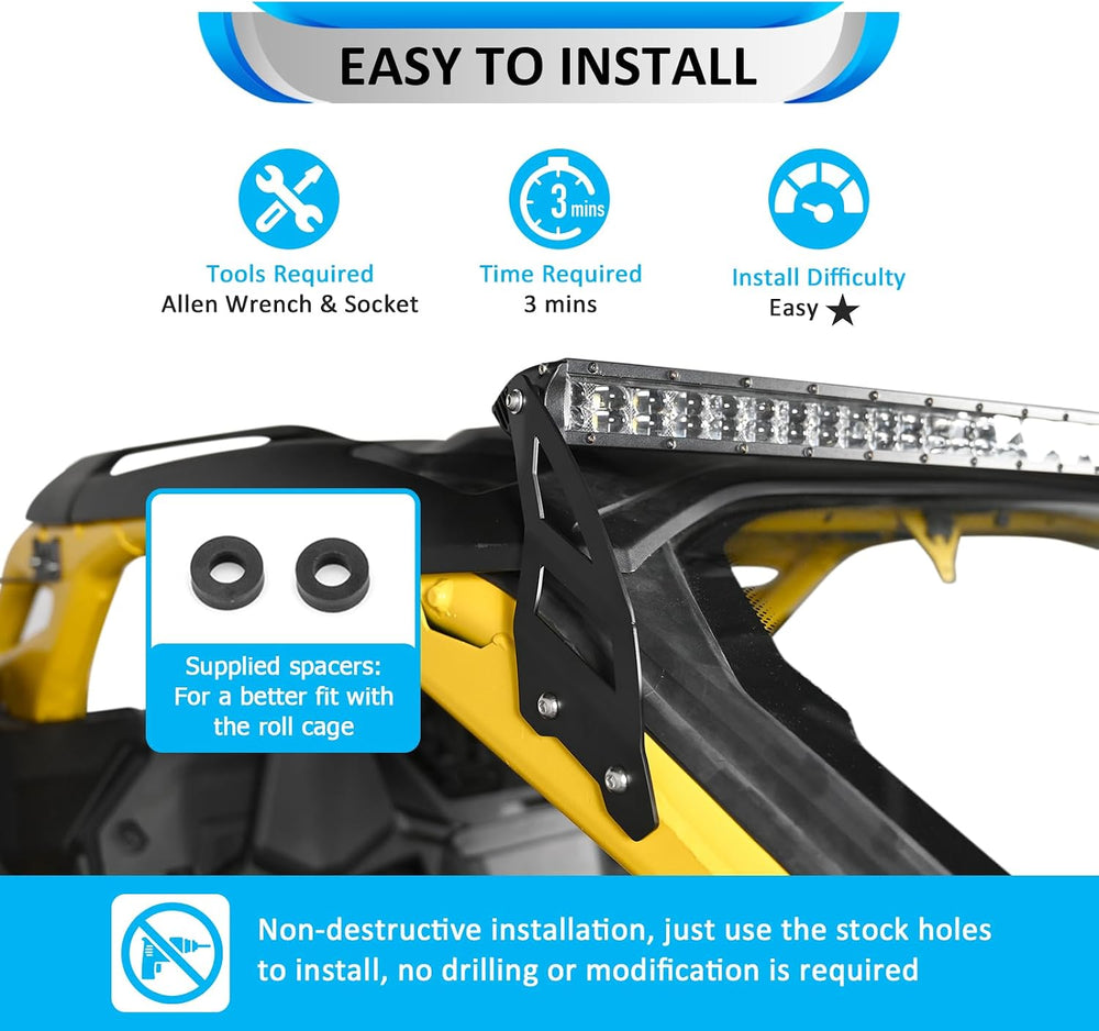 Wsays 50" Light Bar Roof Mount Fit for Can Am Maverick R/ R Max 2024-2026