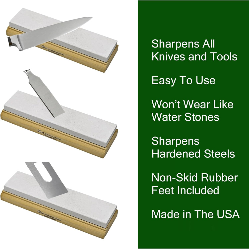 Arkansas Sharpening Stone Set - Wood Mounted 6"