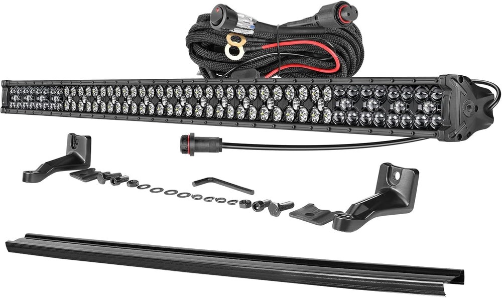 OFFROADTOWN 50 Inch 660W LED Light Bar with Wiring Harness and Black Cover