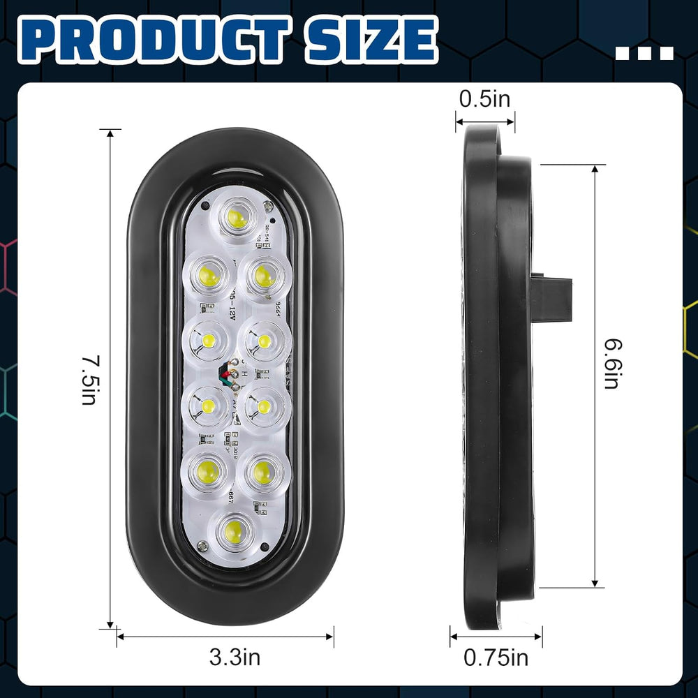 12 Pack Oval LED Trailer Light Kit,Red, White, Yellow