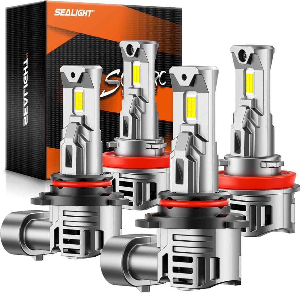 SEALIGHT 9005/HB3 H11 Fog Light Bulbs, 60000LM 6500K Cool White, 1:1 Mini Siz...