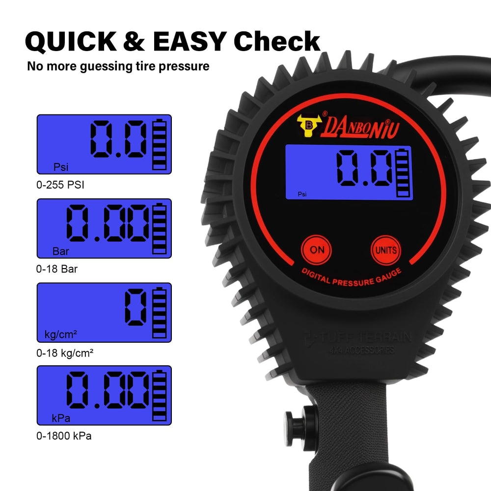 Heavy Duty Digital Tire Pressure Gauge, Air Pressure Gauge Inflator, Quick Lo...