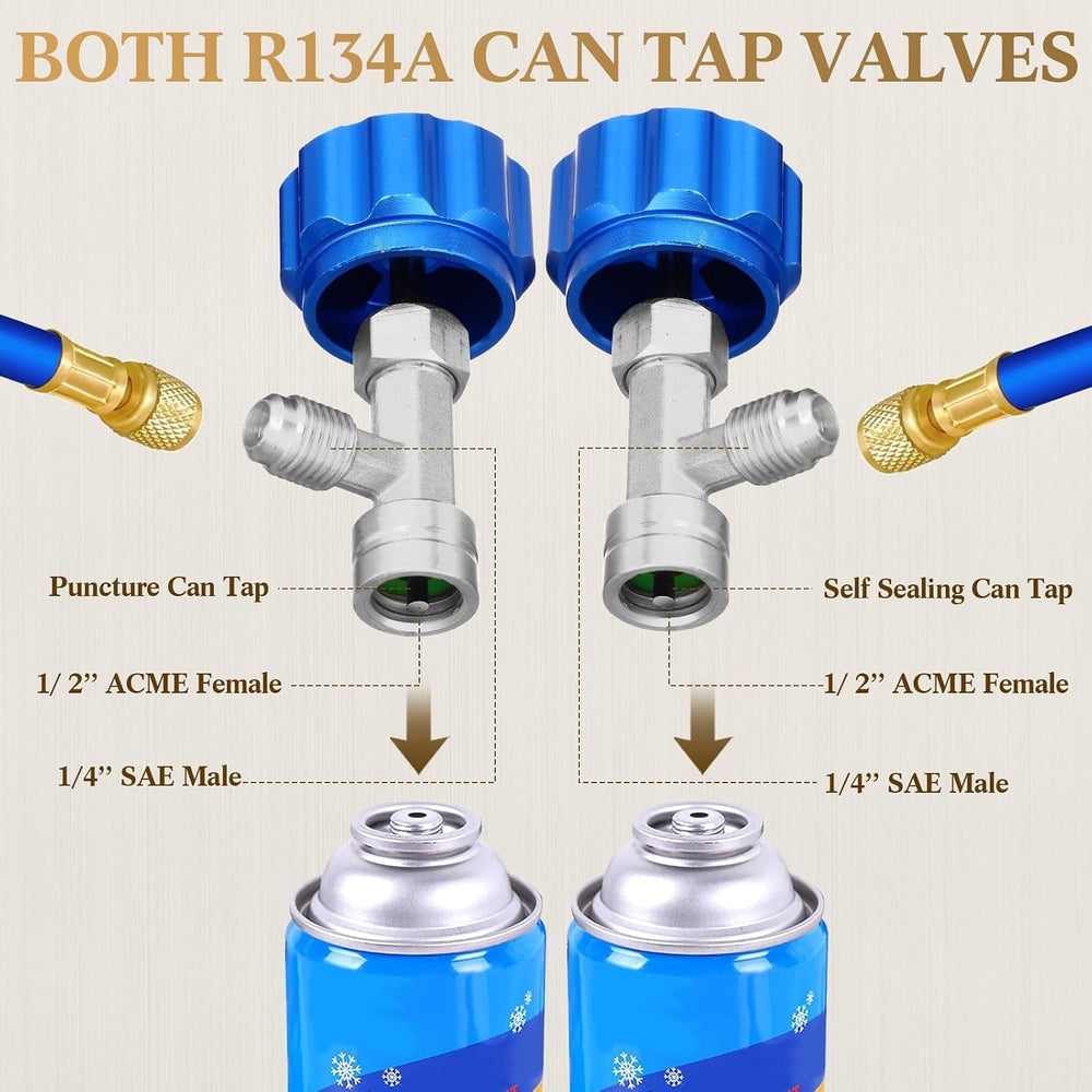 AC R1234YF Quick Couplers Adapters Set, R1234YF Self Sealing/Puncture Can Tap...