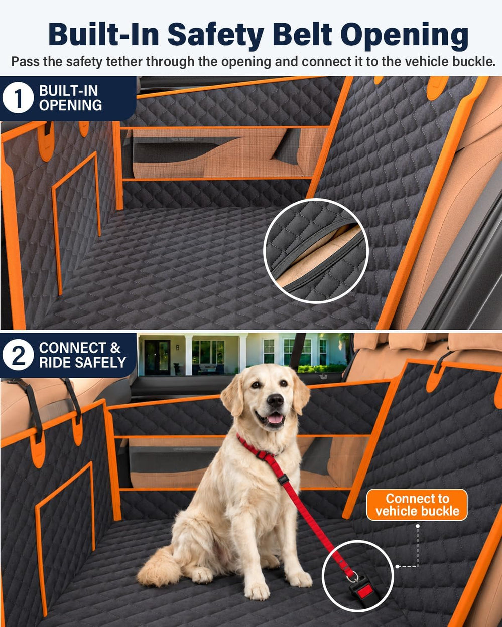 Dog Car Seat for Large Dogs, Hard Bottom Half Back Seat Extender