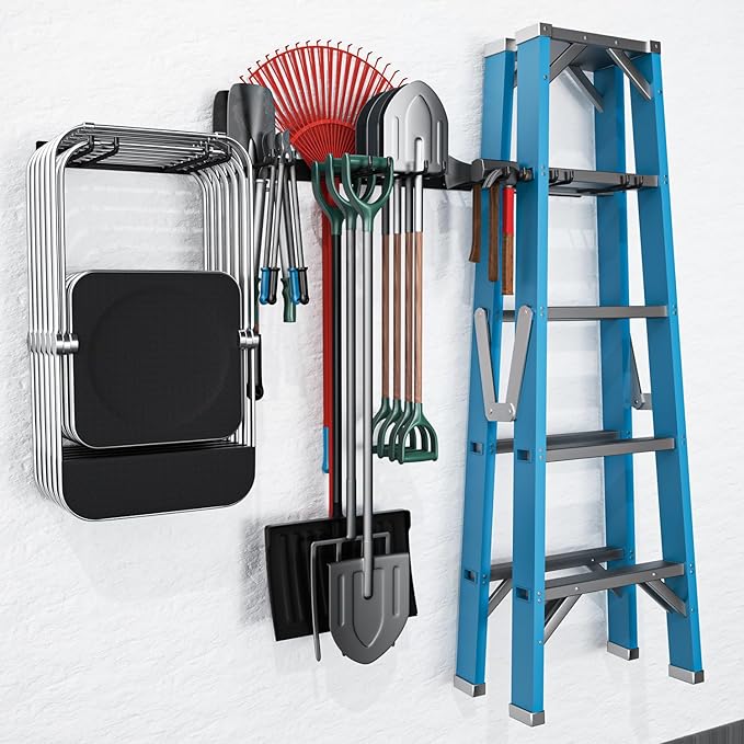 Folding Chair Storage Rack Wall Mount, Garden Tool Hanger (4 Pack)