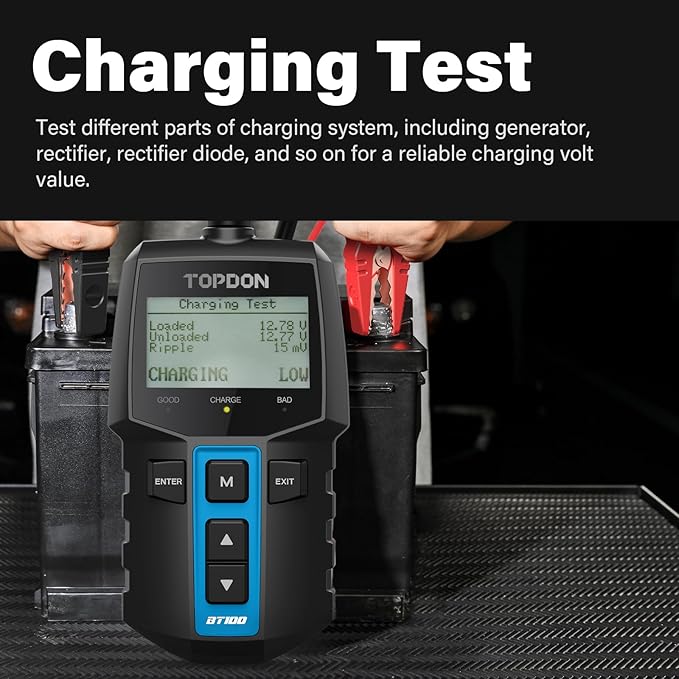 TOPDON BT100 Car Battery Tester 12V Load Tester, 100-2000 CCA Automotive