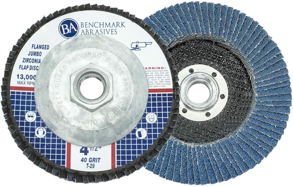Benchmark Abrasives 4.5" x 5/8"-11 Zirconia Type 29 Flap Discs, 40 ...