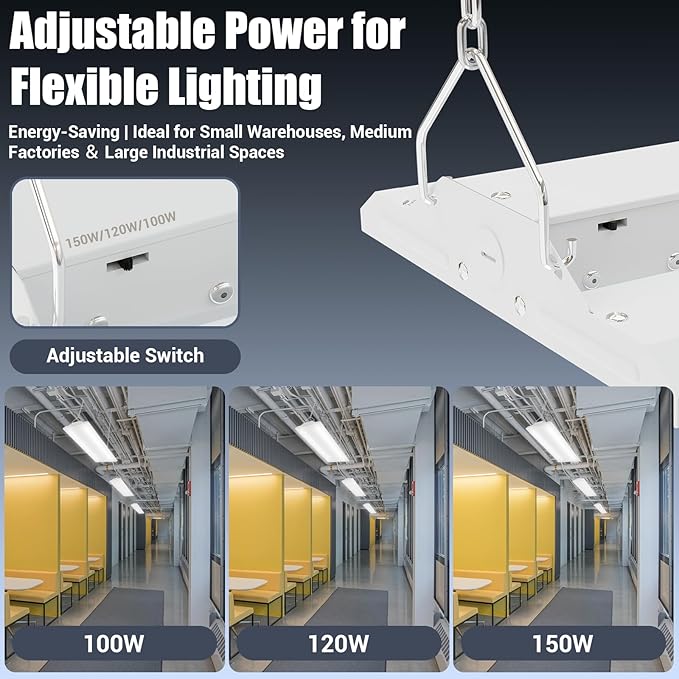 High Bay LED Shop Light 1.35FT 150W 22500LM 0-10V Dimmable 5000K Daylight