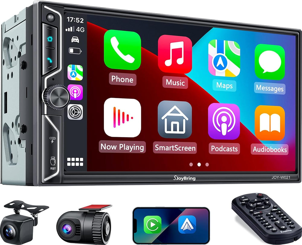 7" QLED Double Din Car Stereo Compatible with Wireless Apple CarPlay &am...