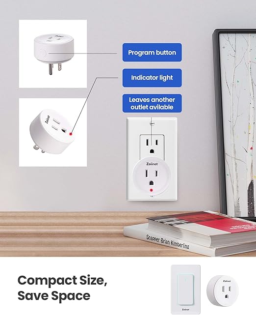 Remote Control Outlet Plug Switch, Buckle Design & Removable Wireless Light