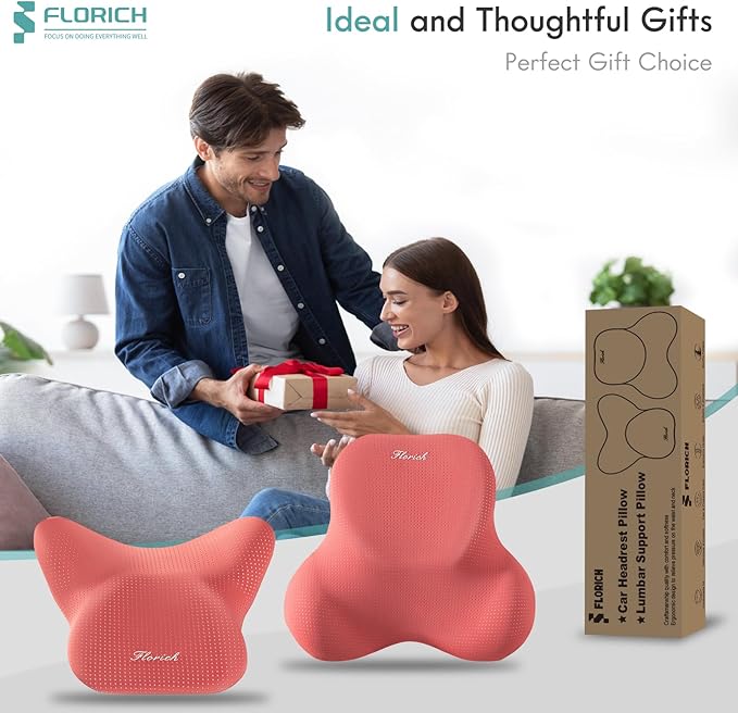 FLORICH Car Lumbar Support Pillow and Neck Headrest Pillow