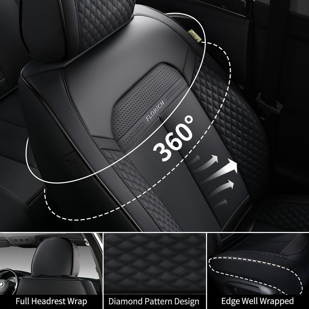 Car Seat Covers Full Set, Automotive Seat Covers, Black Car Seat Cover, Water...