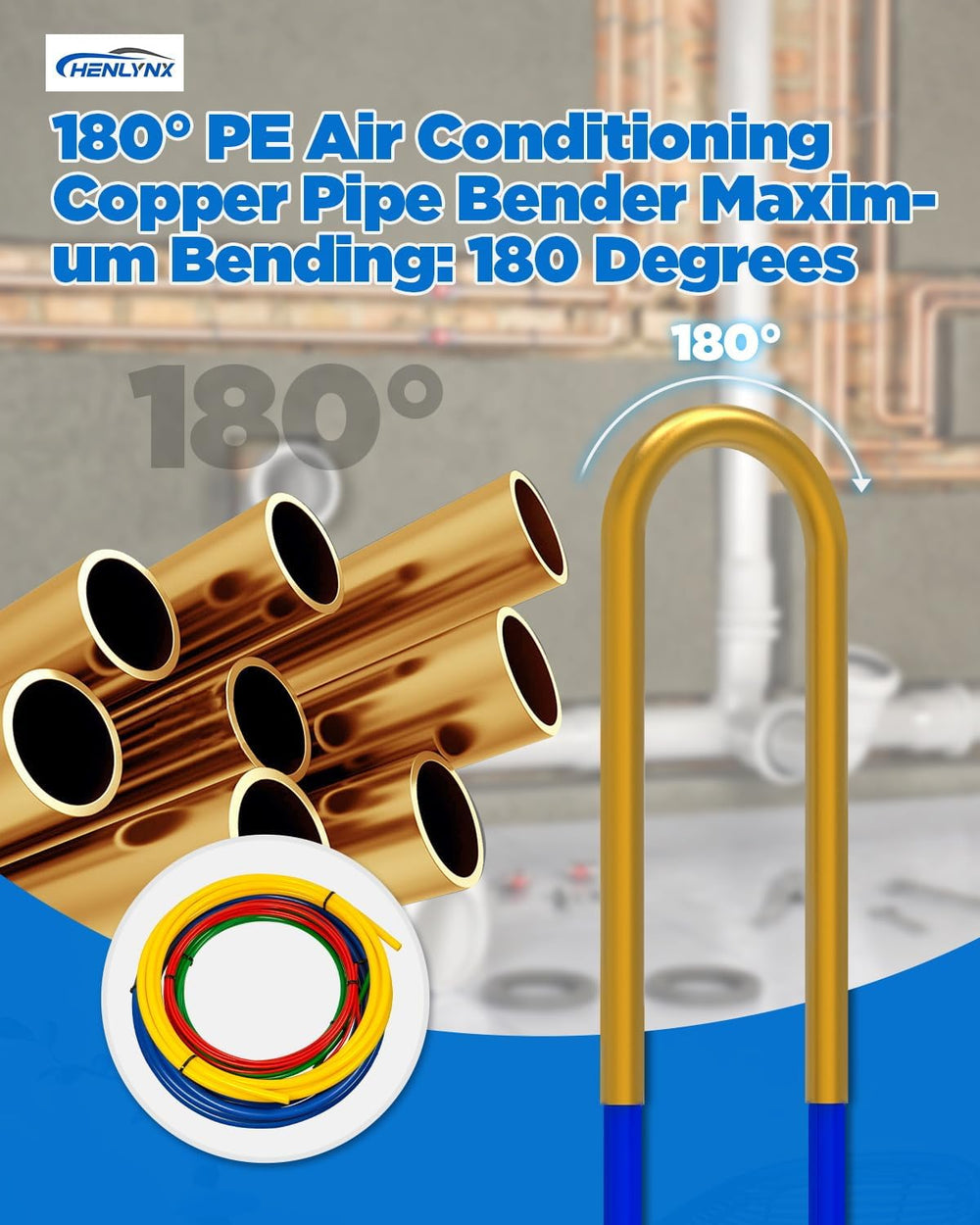 4PCS Copper Tube Bender Kit, 4M(13ft) x 1/4" 3/8" 1/2" 5/8&quo...