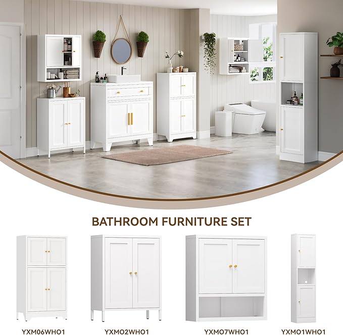 White Bathroom Floor Cabinet, Metal Storage Cabinet