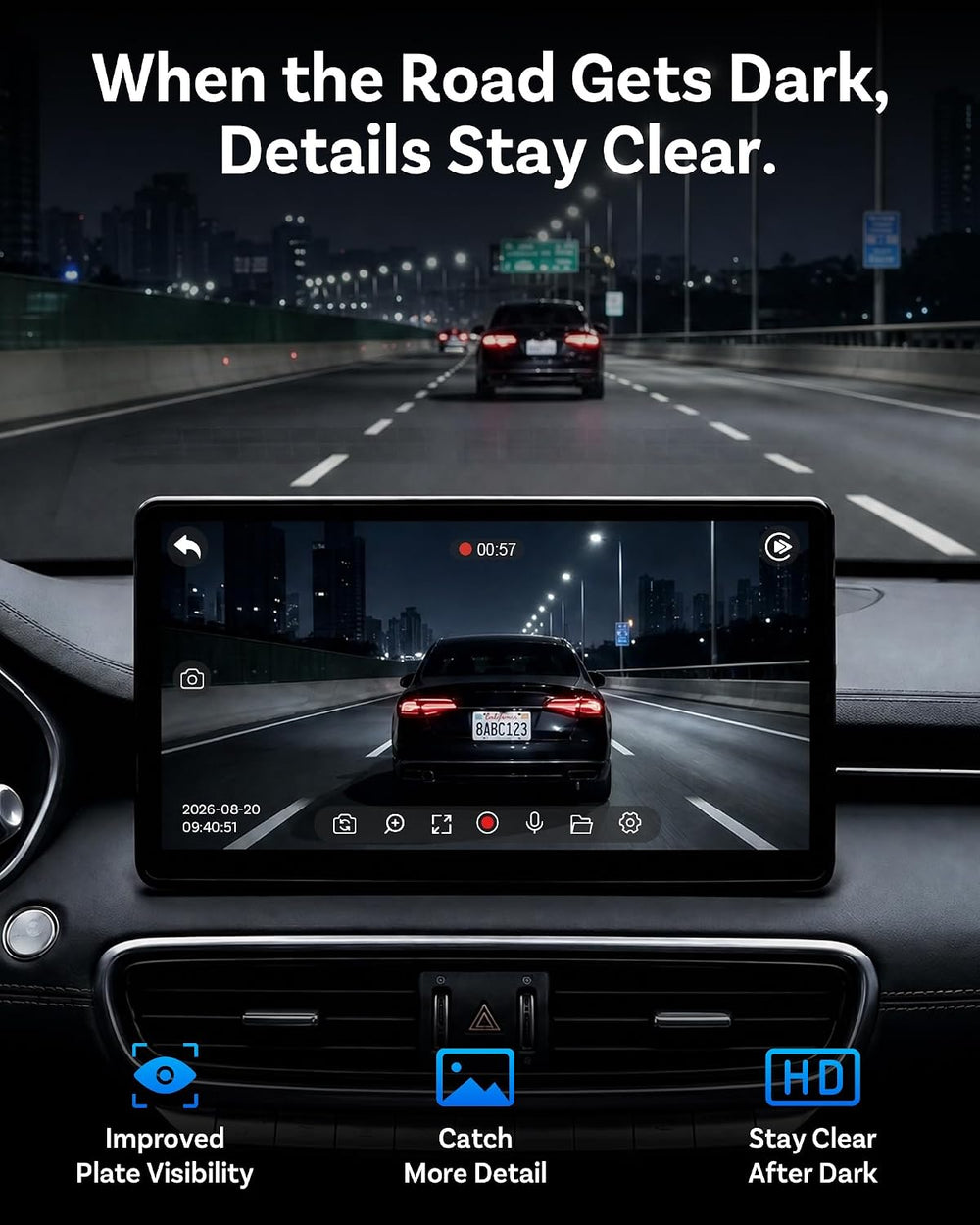 OTTOCAST OttoSafe Dash Cam Front and Rear with Wireless CarPlay Adapter