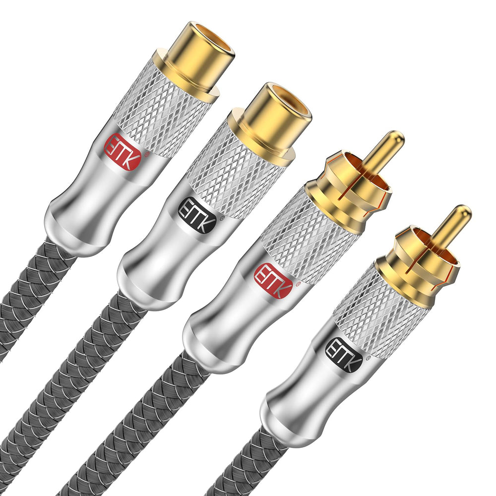 EMK 2RCA Extension Cable, 2RCA Male to 2RCA Female Extension Cord, Gold Plate...