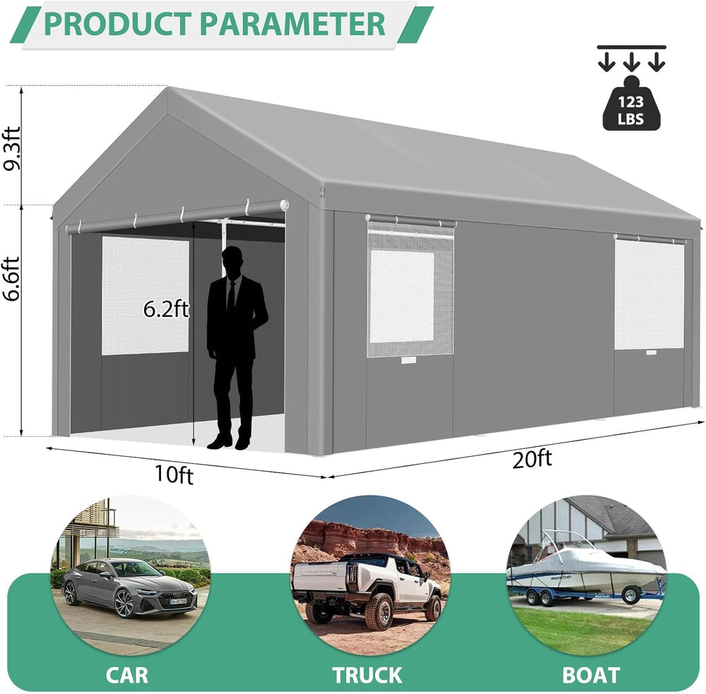 TOOLUCK Carport 10'x20' Heavy Duty Portable Garage