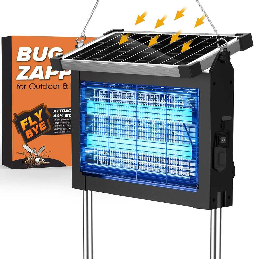 Solar Bug Zapper Outdoor, Jinyeda 4500V Rechargeable Mosquito Zapper 4000mAh