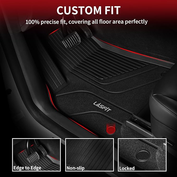 LASFIT Frunk Trunk Mats Fit for Tesla Model X & Model X Plaid 6 Seater / 7