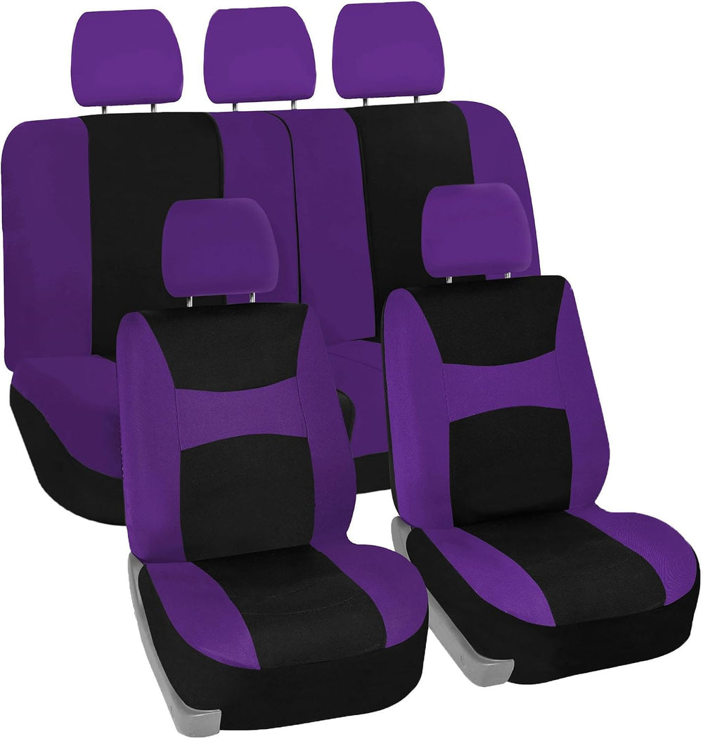 FH Group Car Seat Covers Front Set and Rear Split Function with Steering Whee...