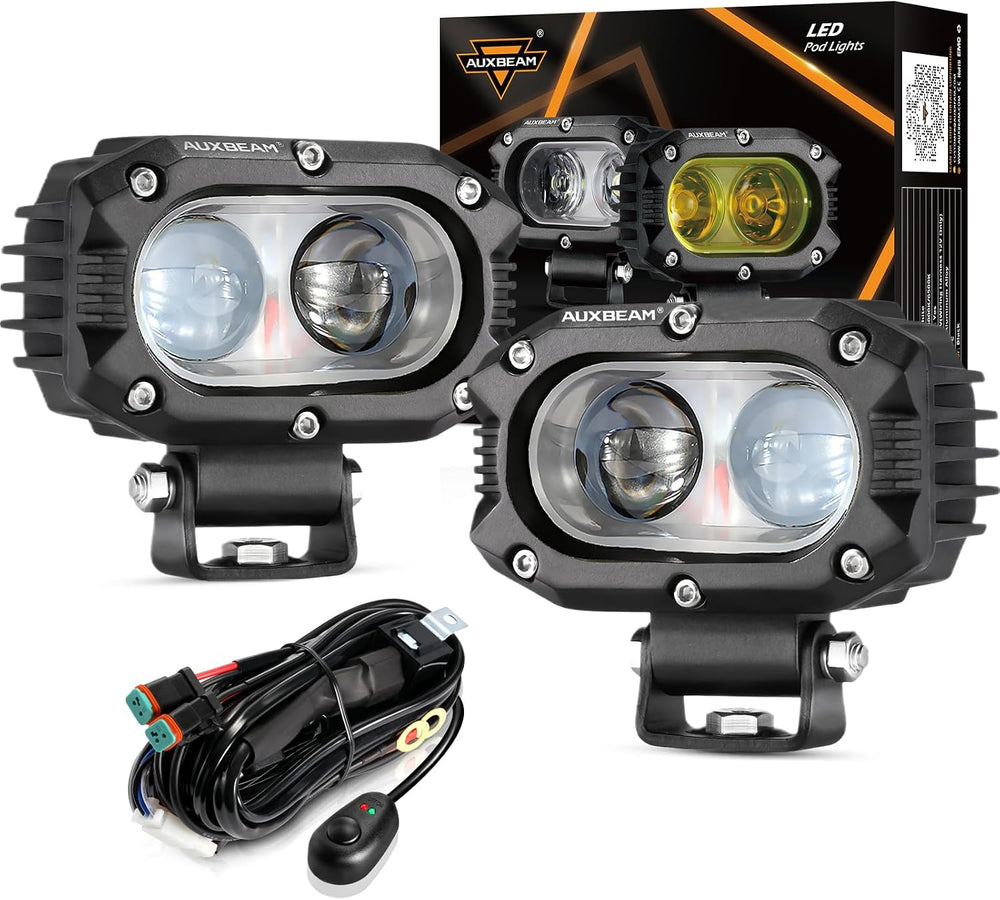 Auxbeam 4 Inch R4 Series LED Square Pod Light, 60W White Driving Spot Beam