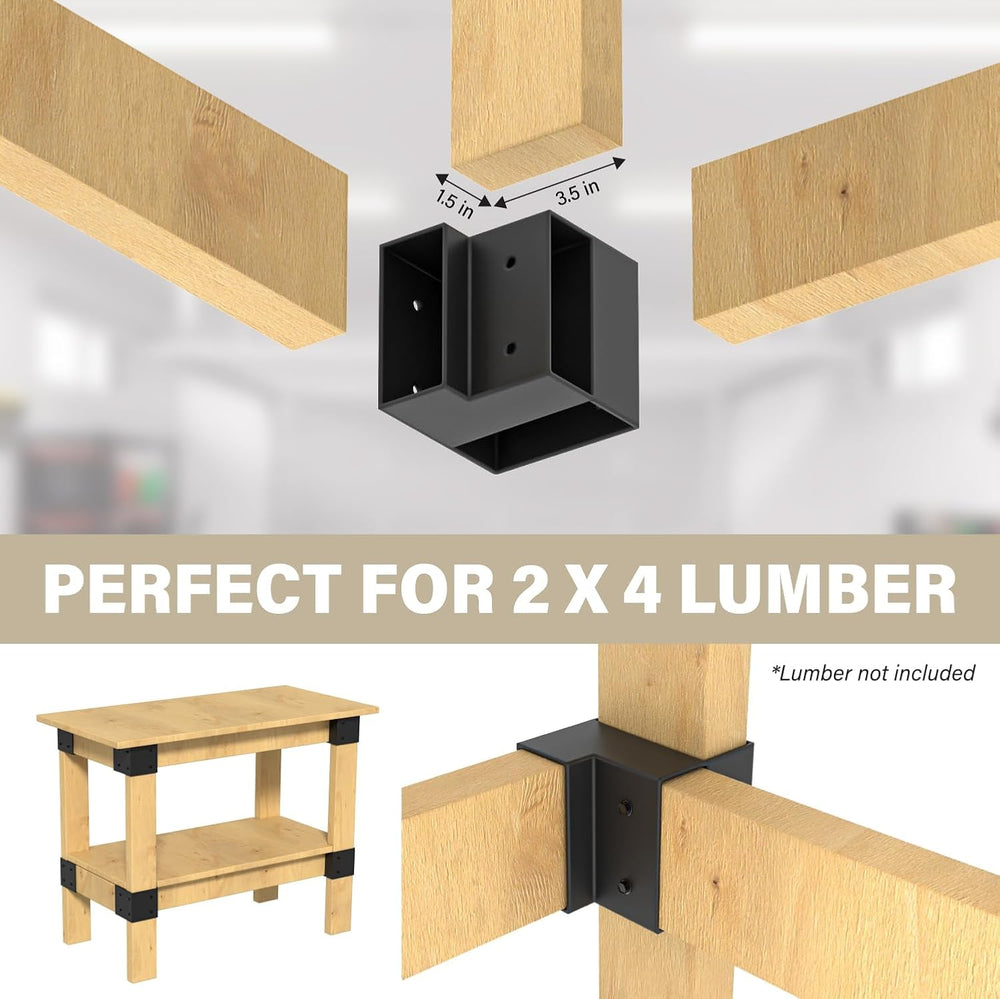 Set of 8 Heavy Duty Workbench Bracket Kit – 3-Way Right Angle Steel Corner Br...