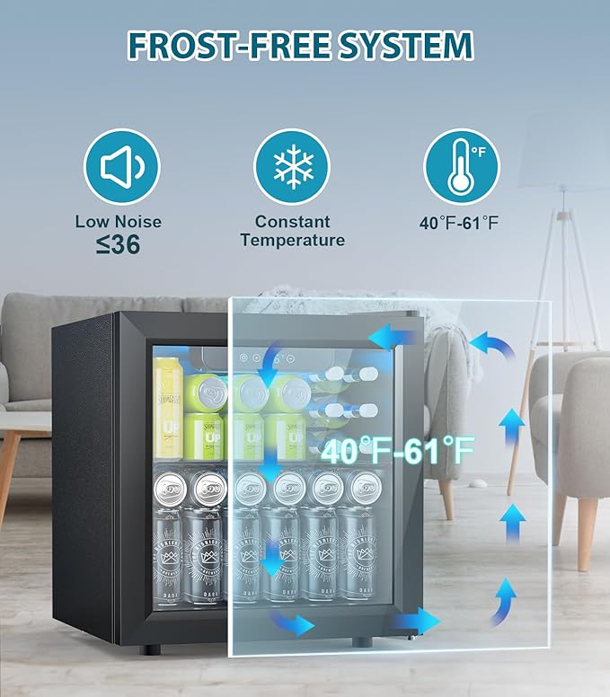 50 Cans Beverage Refrigerator Cooler, 1.3 Cu.ft Mini Fridge Countertop Drink