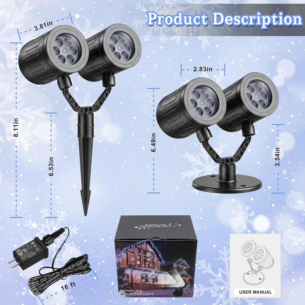 Christmas Snowflake Projector Lights Double Head Dynamic Snowflake Lights