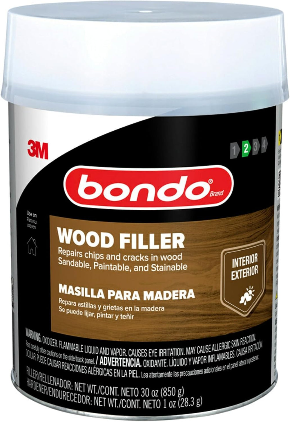 3M Bondo Wood Filler 30 oz (850.49 g) with Bondo Cream Hardner 0.5 oz (14g), ...