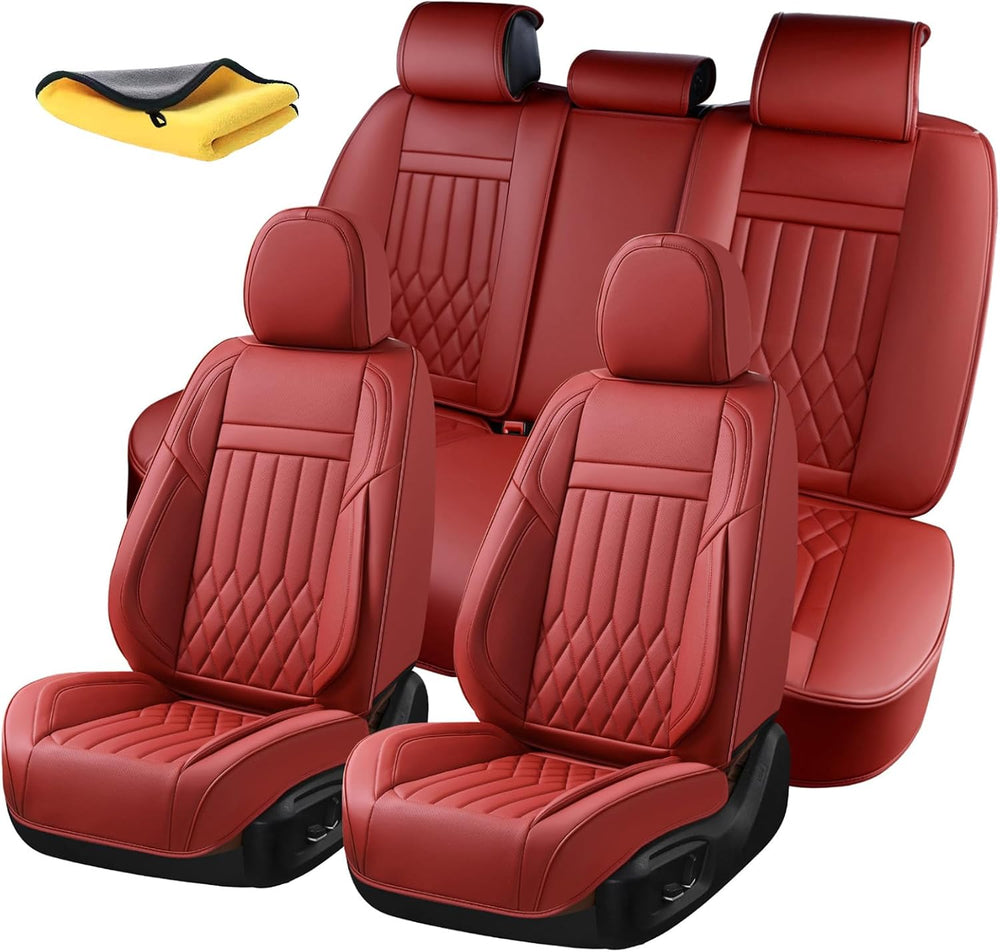 5-Seater Waterproof and Breathable Nappa Leather Car Seat Covers Full Set, Fi...