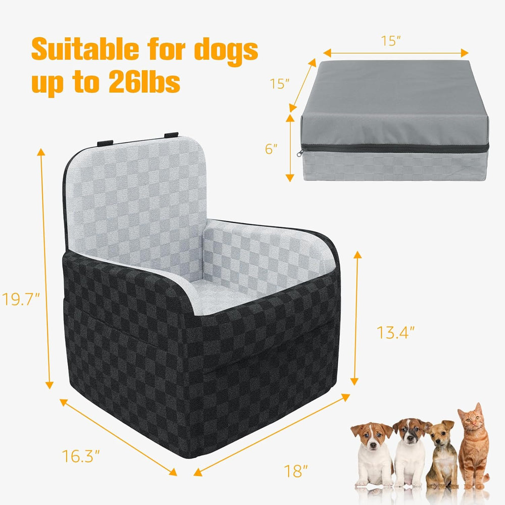 Waterproof Dog Car Seat for Small Medium Dogs, 6in Memory Foam
