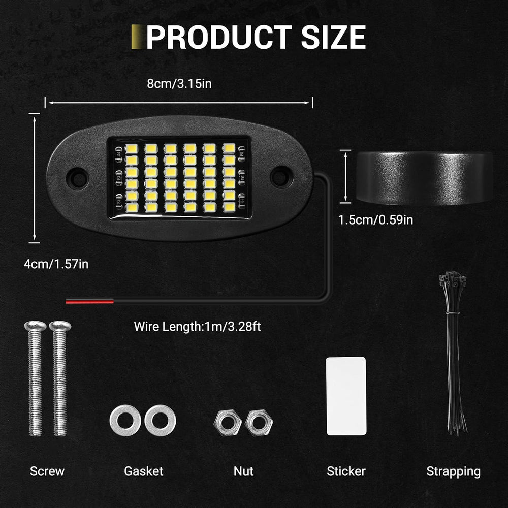 Hovano 20 Pods White Rock Lights 6000K Pure White 36 LEDs SMD Chips Super Bri...