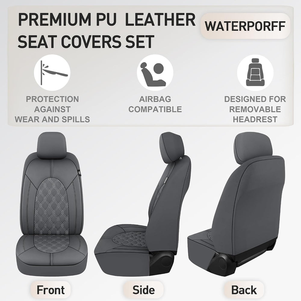 Luxury PU Leather Car Seat Covers Front Set - Anti-Stain Waterproof Automotiv...