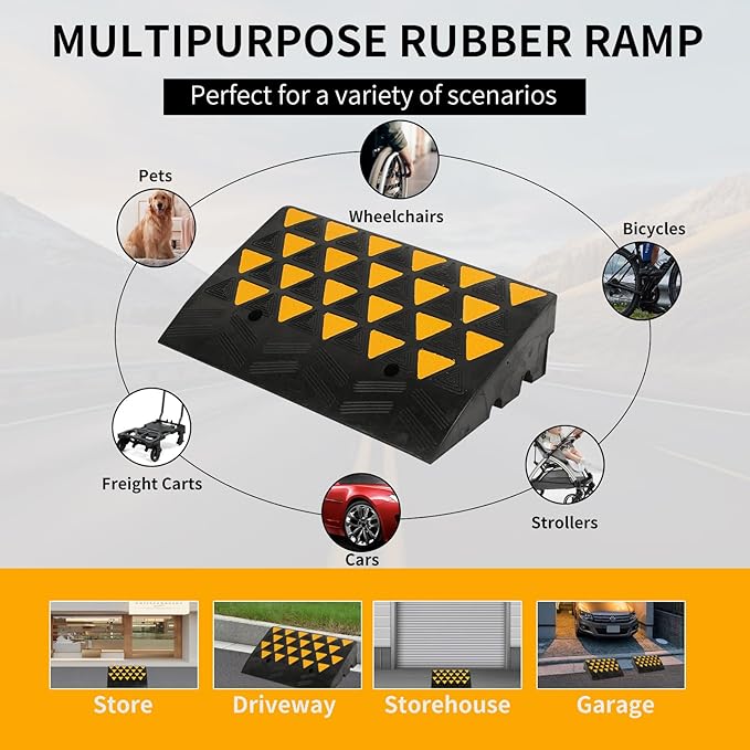BESEA Rubber Curb Ramp 6" inch High 23.6" Length,