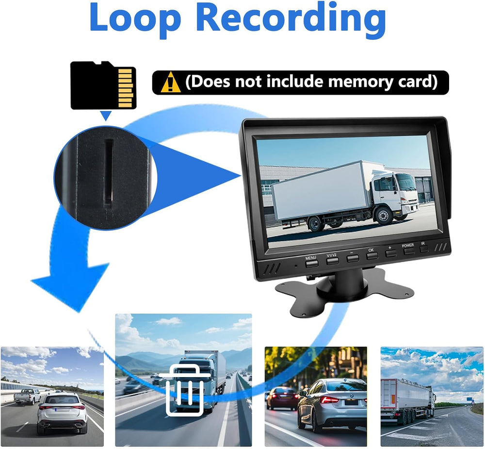 AHD 1080P Truck Camera 7" Monitor 2 Cameras Dash Cam for Semi RV