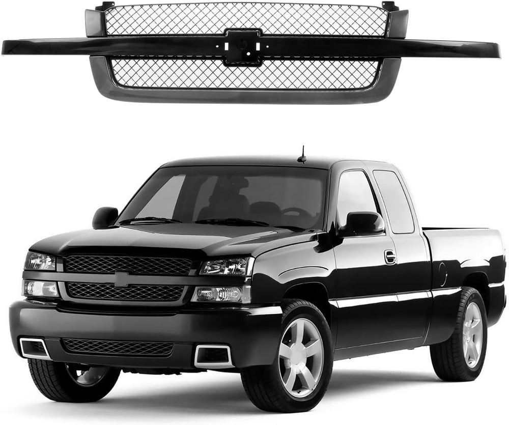 CarPartsDepot Front Grille Grill Black Center Bar With Gray Mesh Insert Compa...
