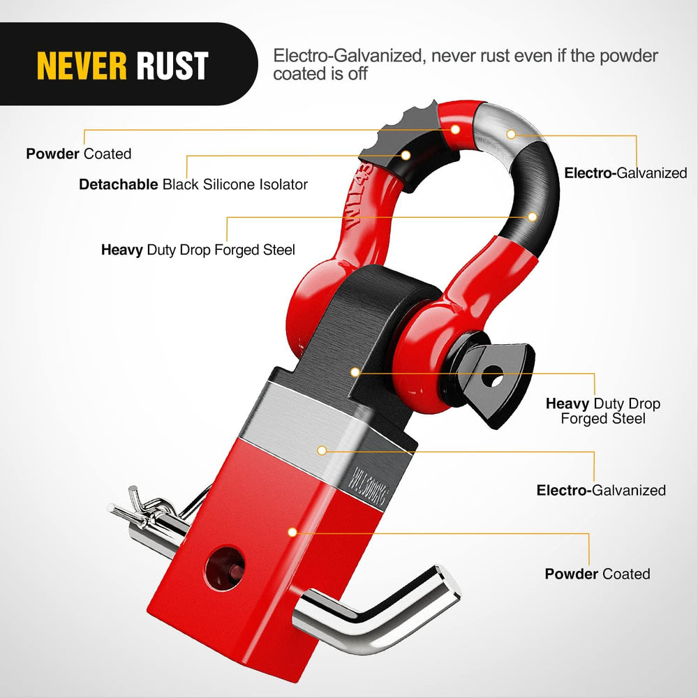 Nilight Shackle Hitch Receiver 2Inch 45000 LBs Breaking Strength 3/4" D ...