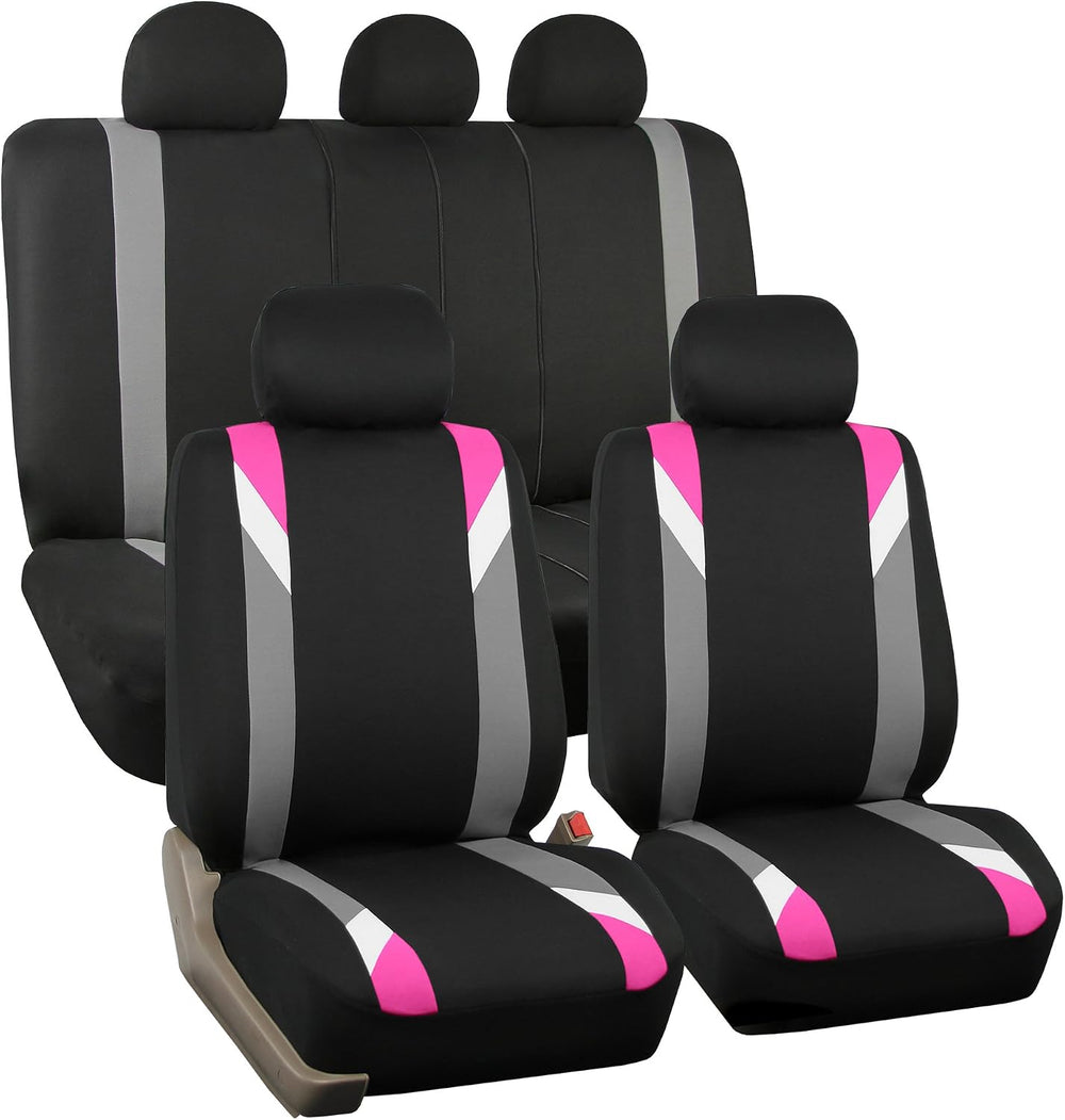 FH Group Premium Modernistic Flat Cloth Car Seat Covers – Universal Fit, Wash...