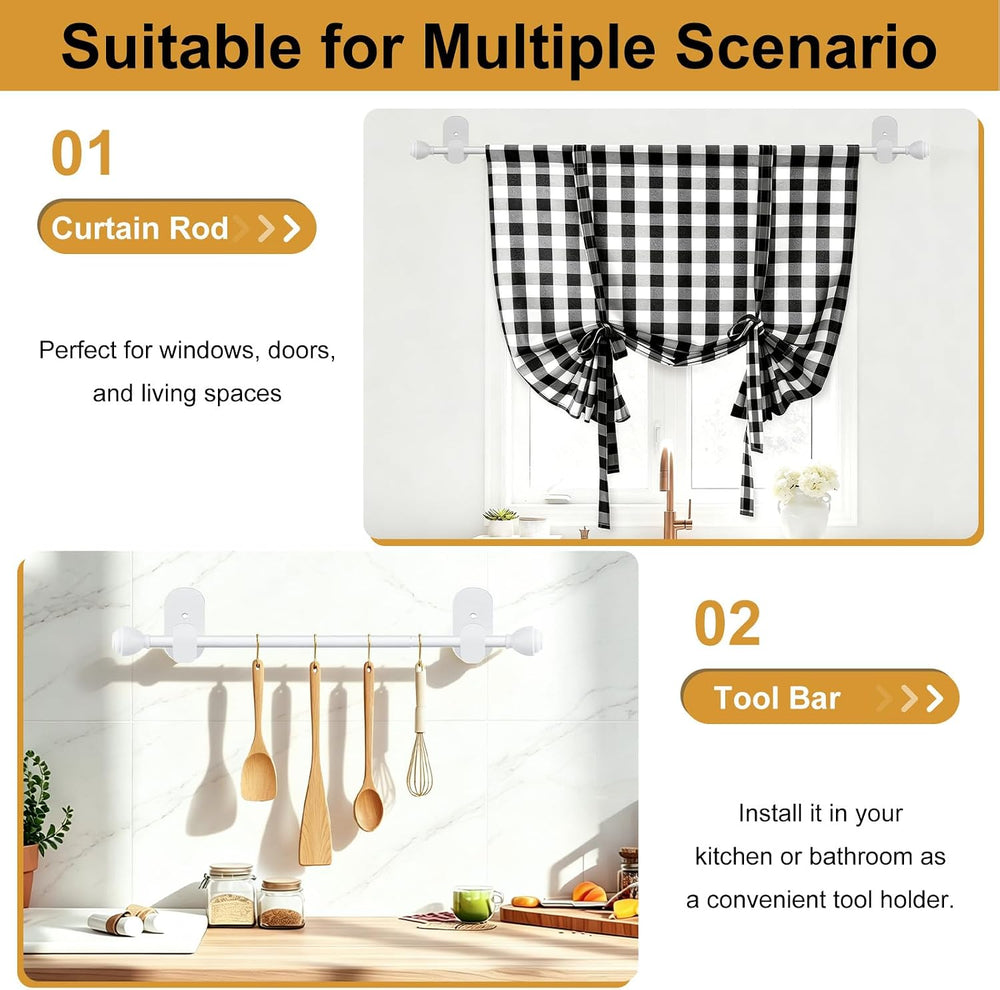 KAMANINA Curtain Rods No Drilling for Windows 32 to 86 Inches White