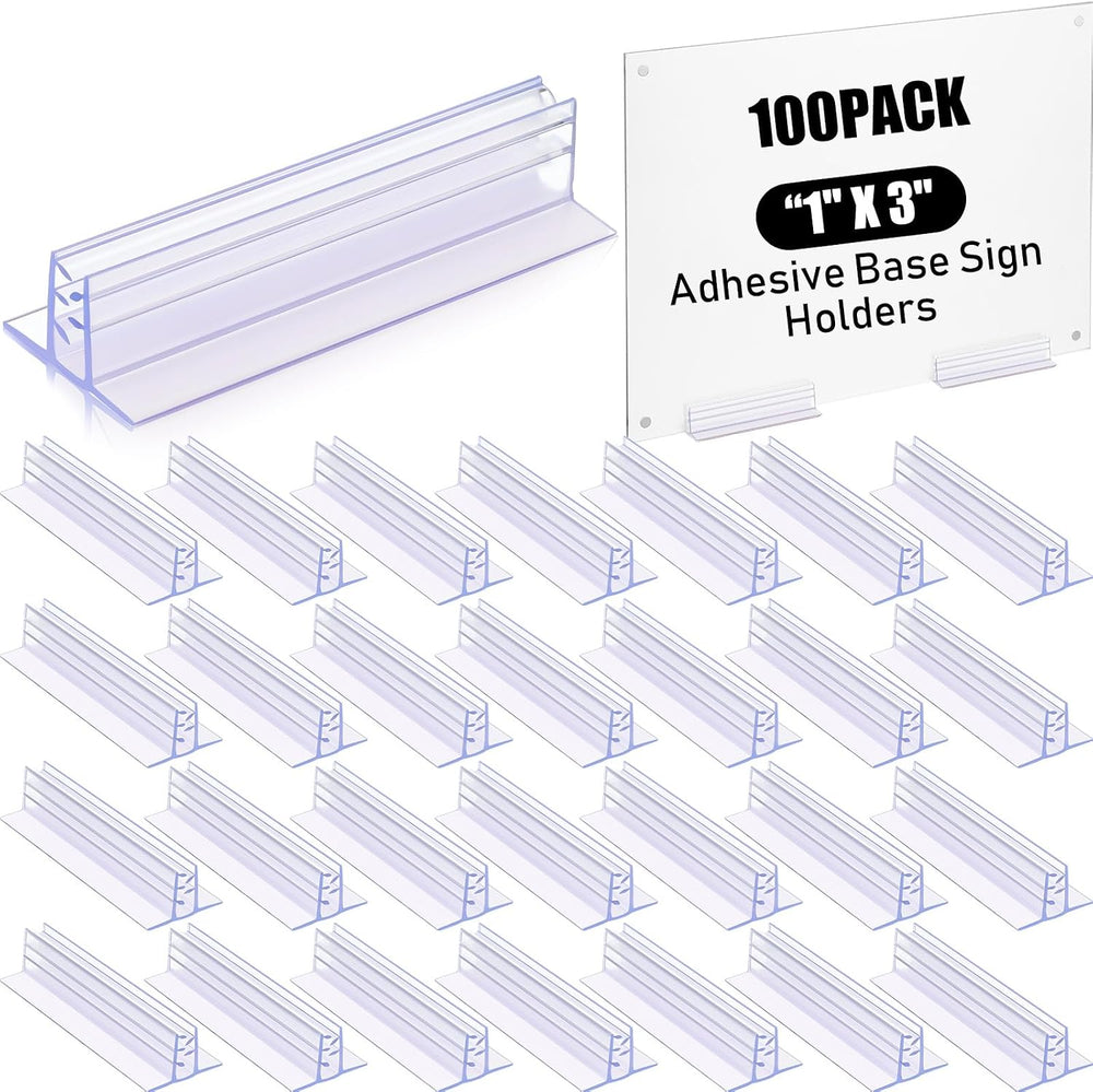 Fulmoon 100 Pcs Sign Holder, Adhesive Base Sign Holders Multiple Uses for Cou...