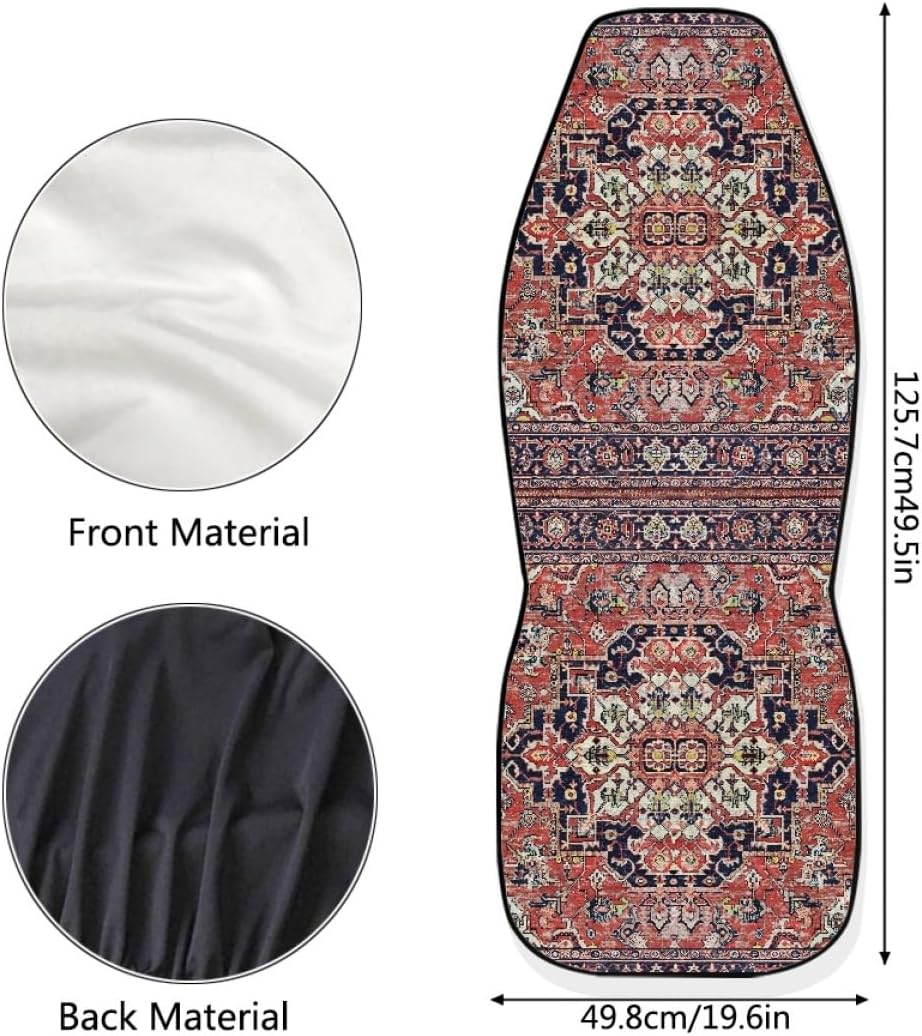Pehede Car Seat Cover Red Vintage Carpet Pattern Front for Cars, Easy to Inst...