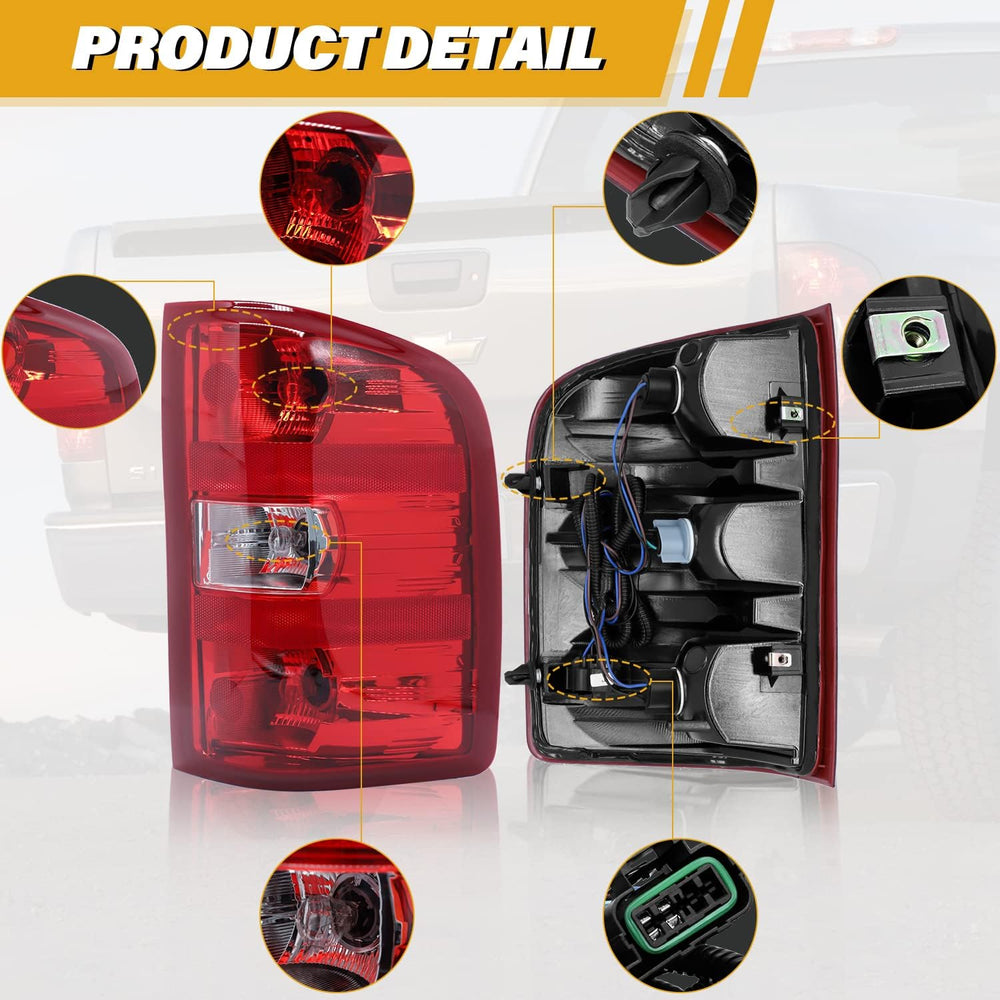 Tail Light Assembly Compatible with Chevy Silverado 07-13 1500 | 07-14 2500 H...