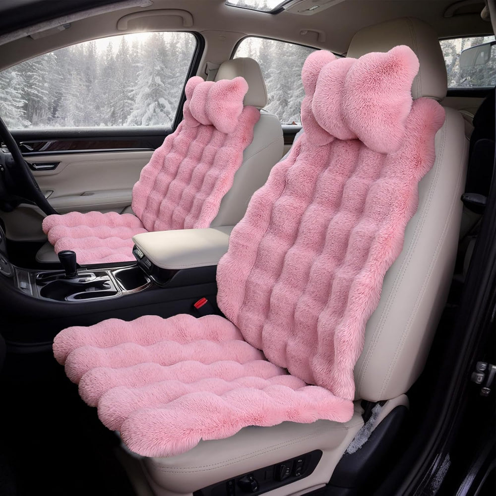 ele ELEOPTION Fluffy Fuzzy Car Seat Cover Soft Cozy Fur Universal Seat Cushio...