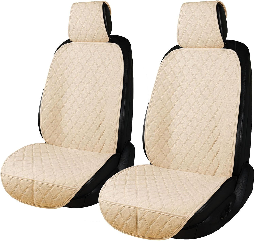 2PCS Linen Front Seat Covers for Cars Sideless Seat Covers Breathable Cloth F...